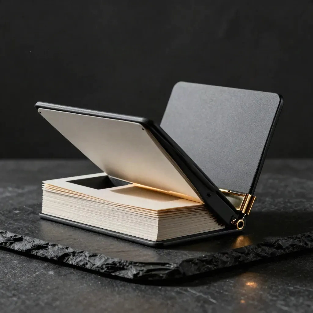 Open deck build kit with sample sheets and brass clip on a dark studio slab